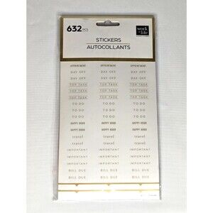 Happy Planner Stickers - Work + Life Balance, 632 Pieces, Neutral